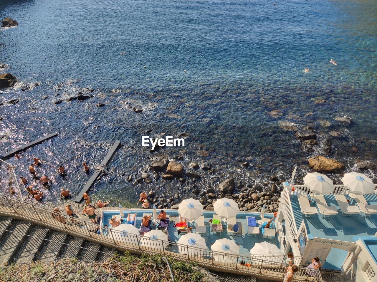 HIGH ANGLE VIEW OF BEACH ON SEA