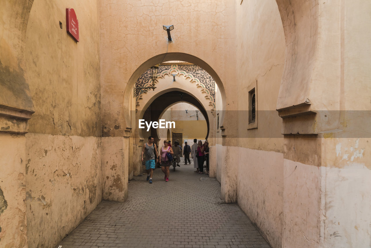 Arched passage or alley in medina in marrakech