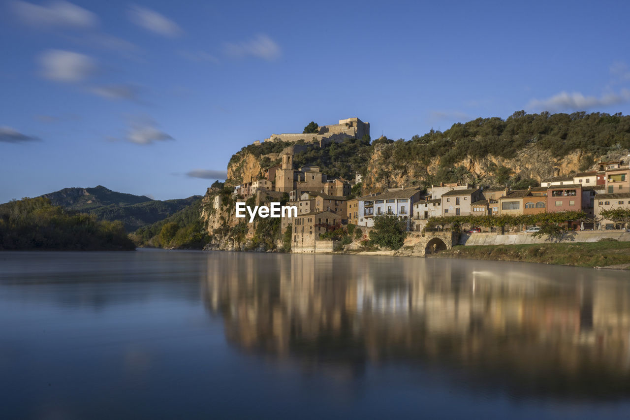 Miravet castle and city over the river