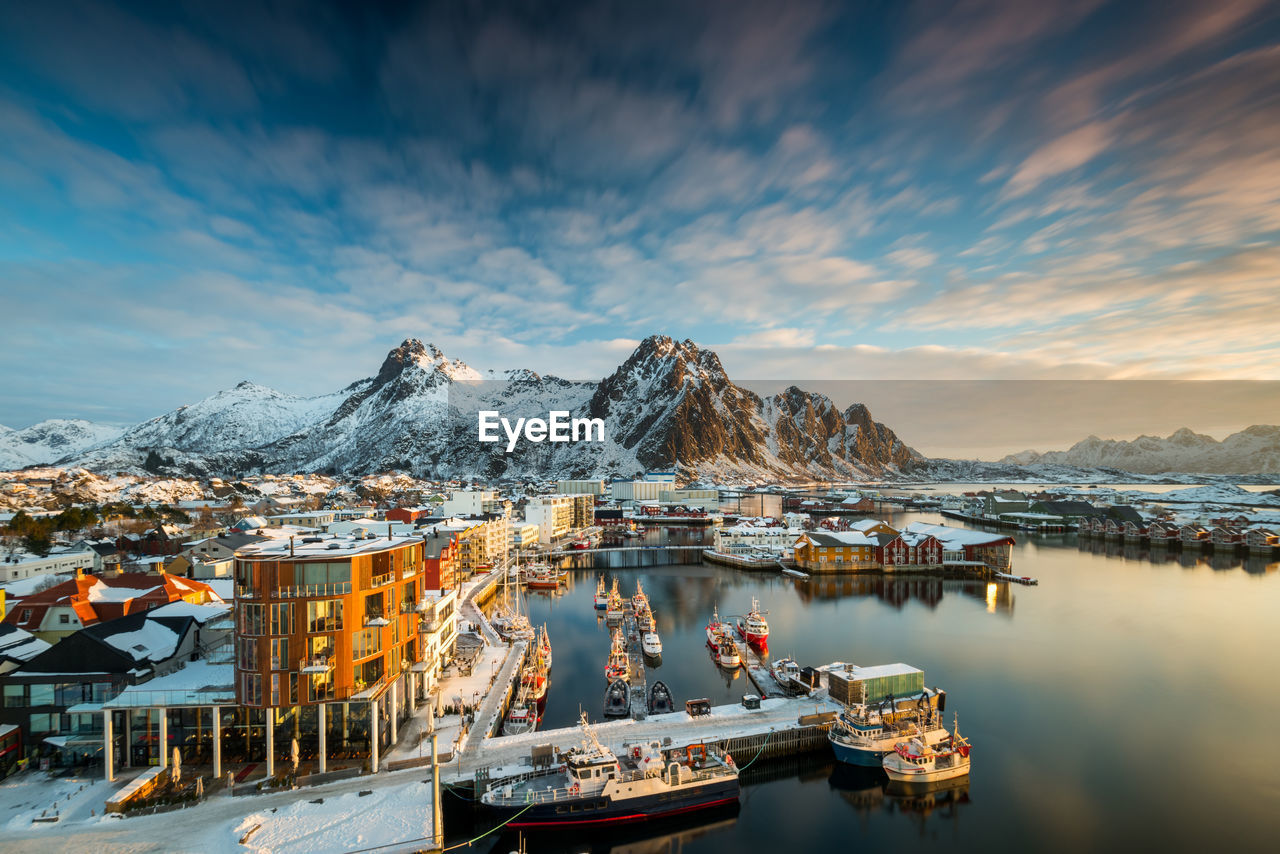 Scenic view of snowcapped mountains against sky during winter