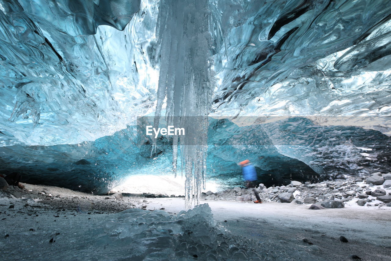 Scenic view of frozen cave