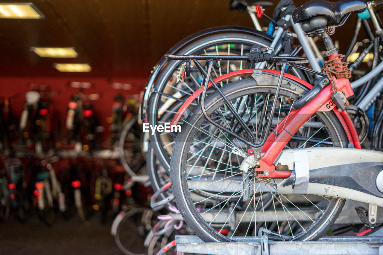 CLOSE-UP OF BICYCLE PARKING LOT