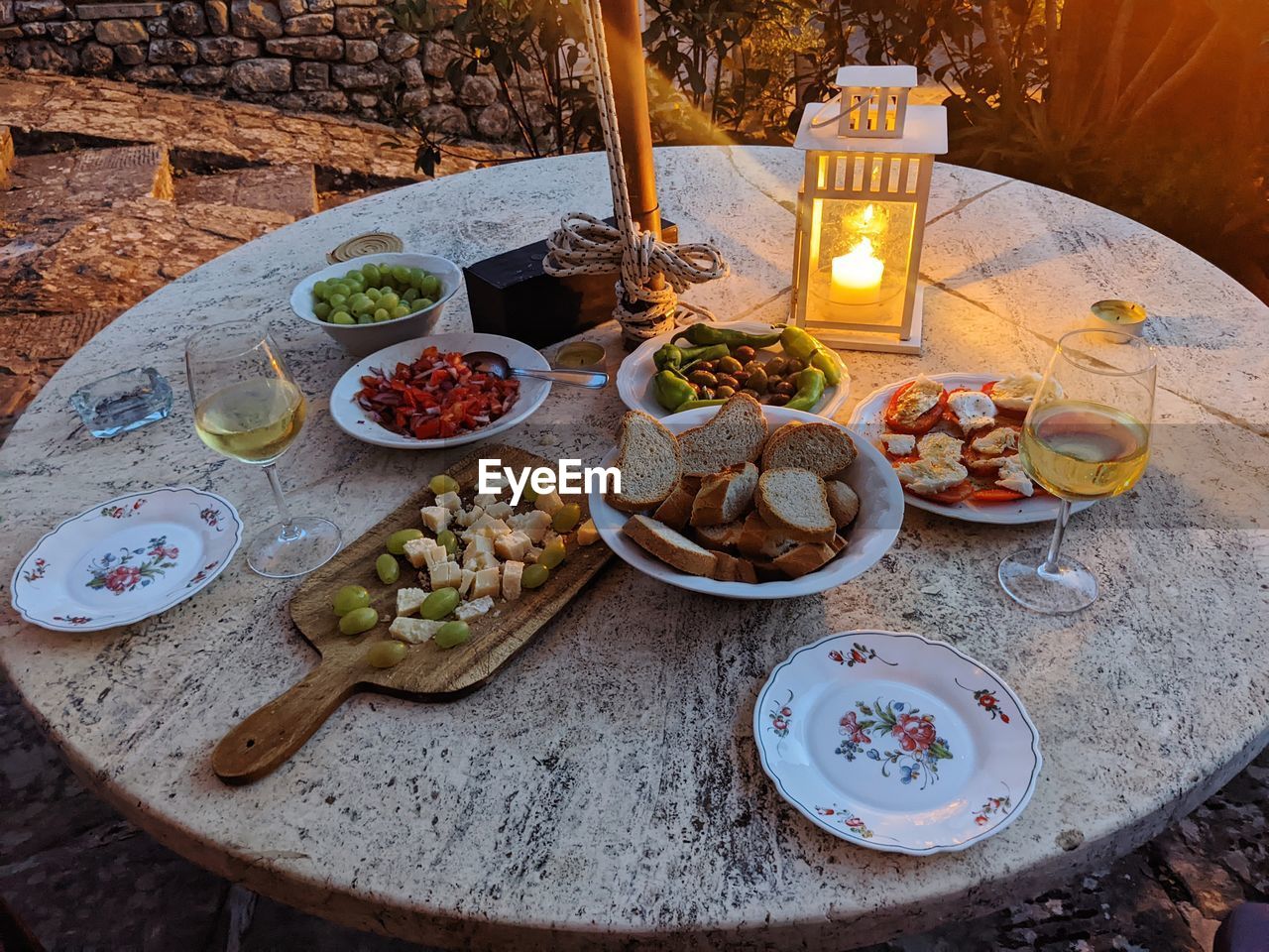 High angle view of italy food on table