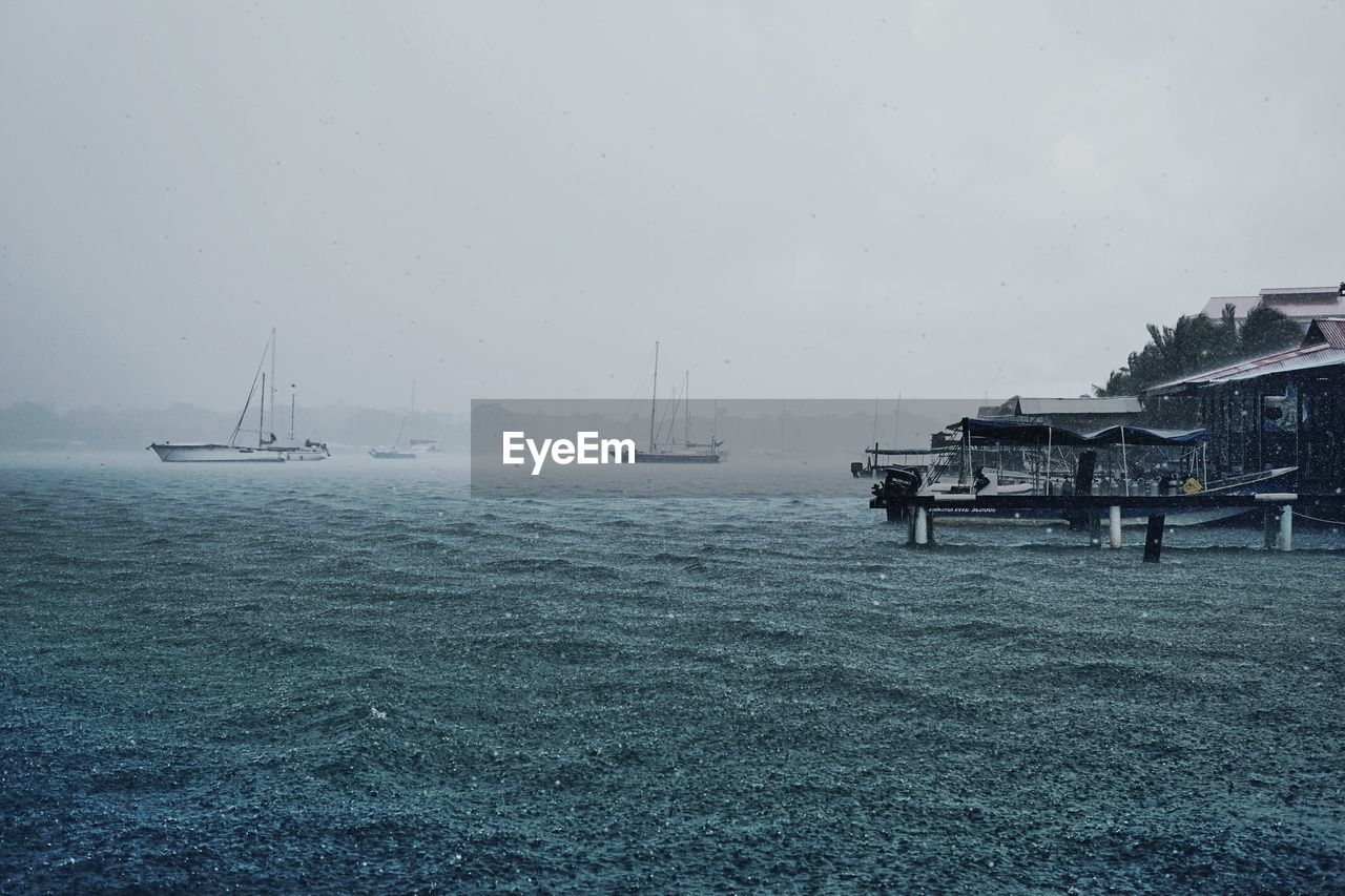 Scenic view of sea against sky during winter