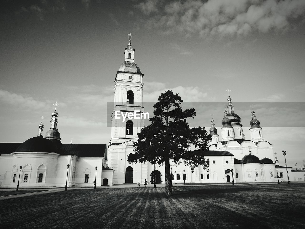 Low angle view of saint sophia cathedral by field against sky