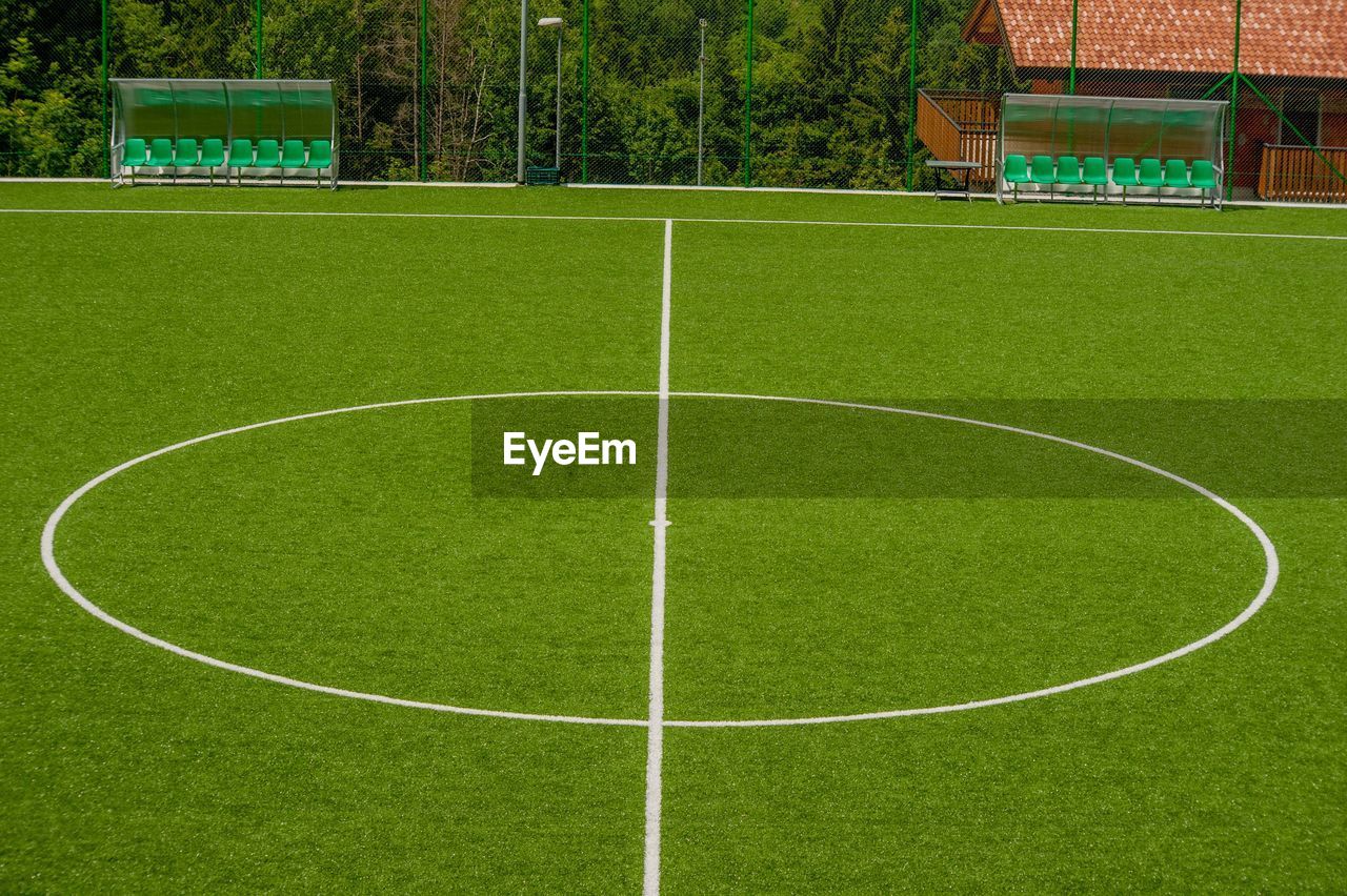View of green soccer field