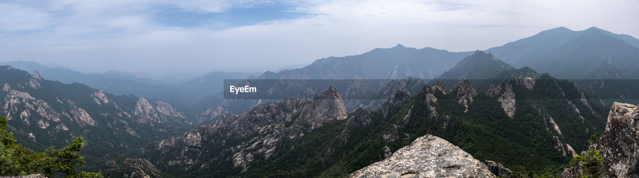 Panoramic view of mountains against sky