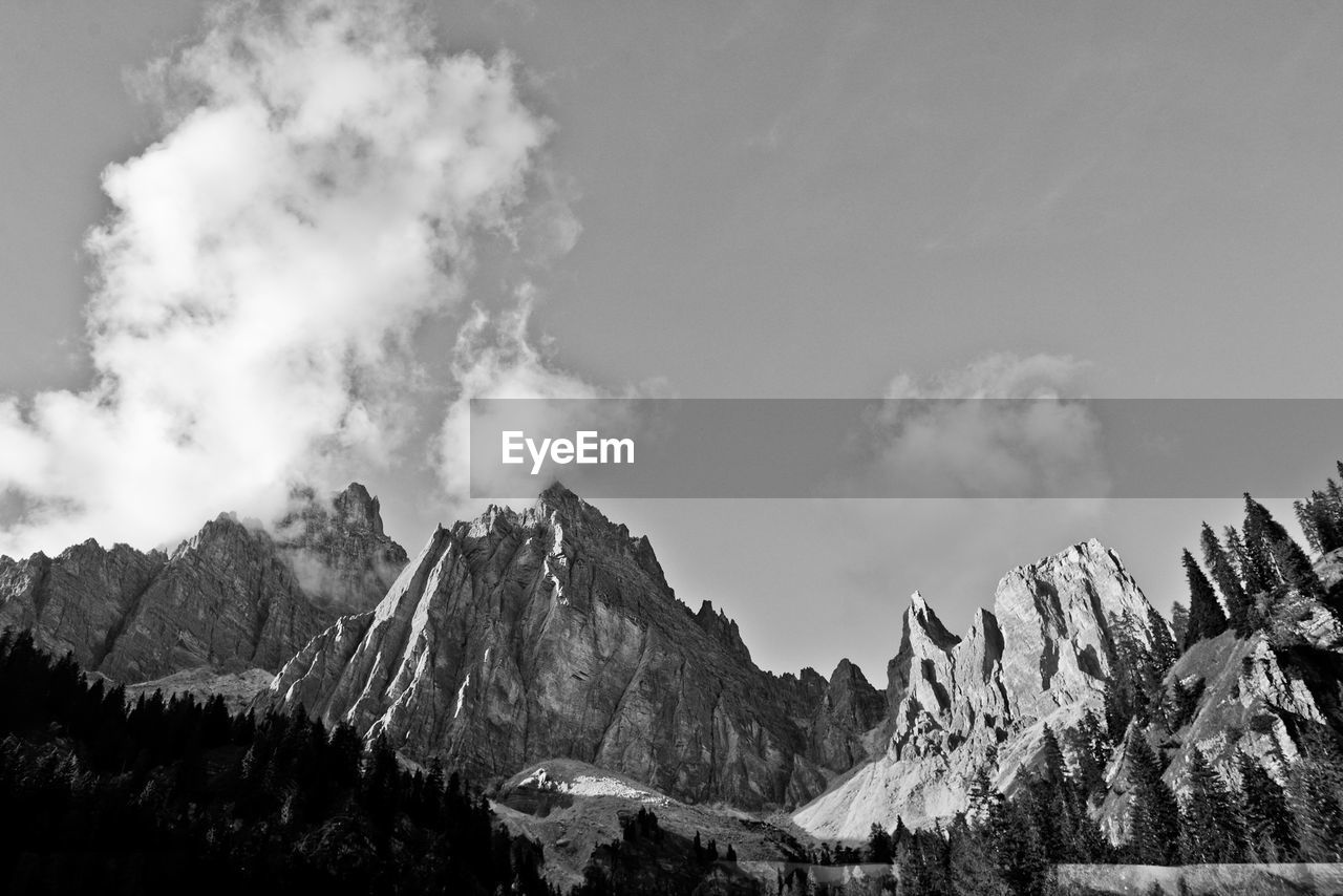Low angle view of mountain against sky