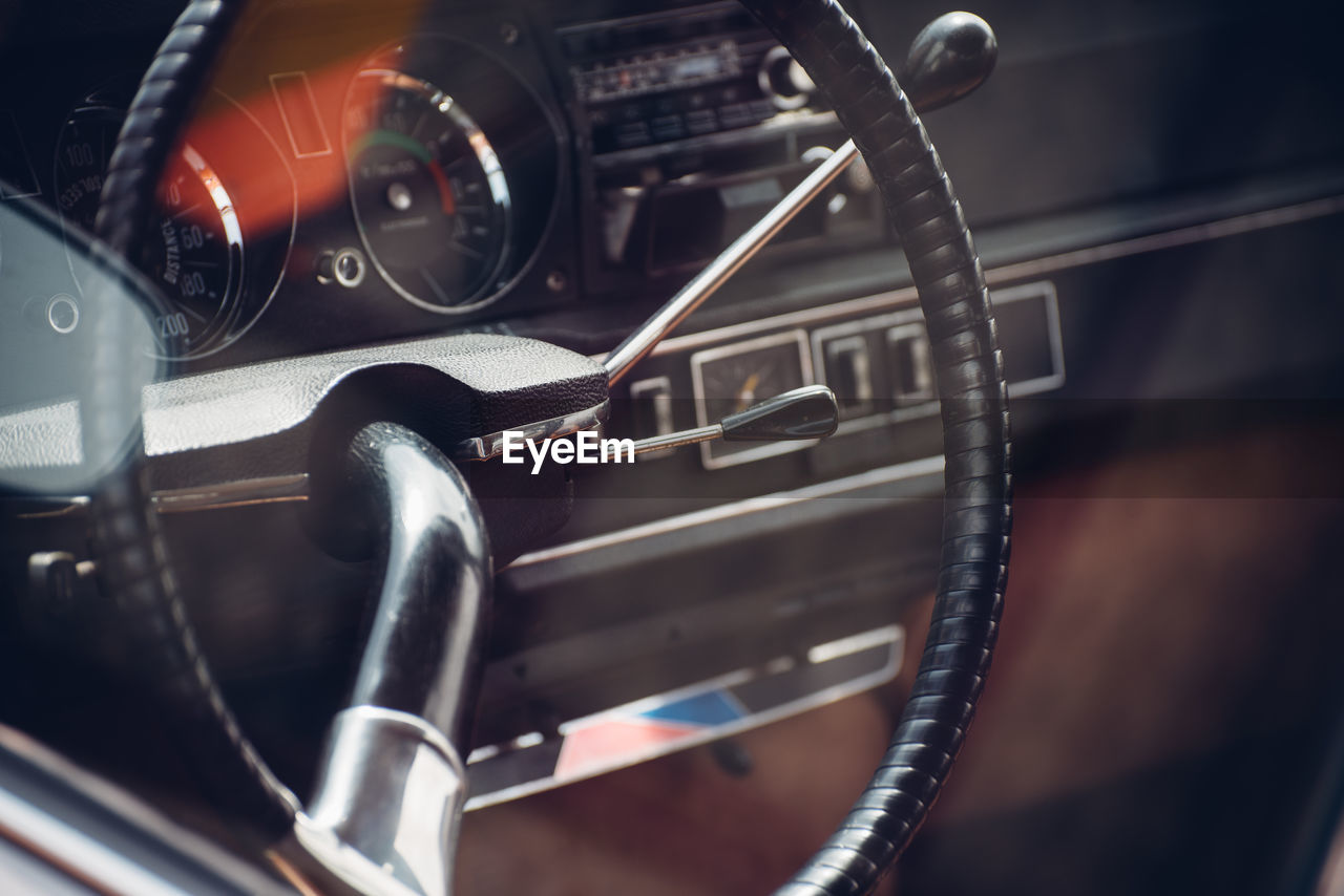 Steering wheel of vintage car