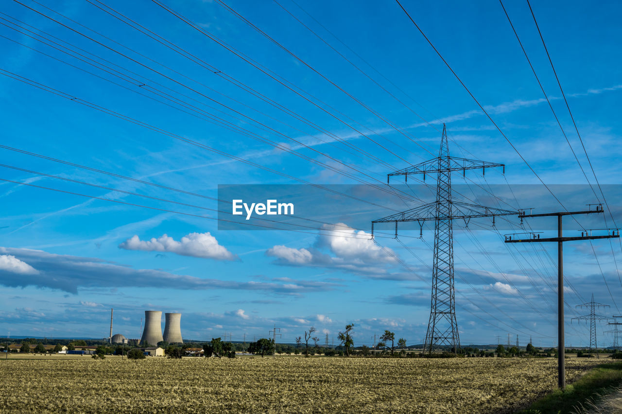 Cooling towers at nuclear plant at grafenrheinfeld, germany