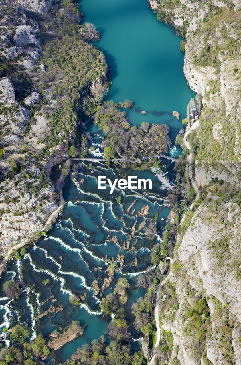 Aerial view of roški slap in krka national park, croatia