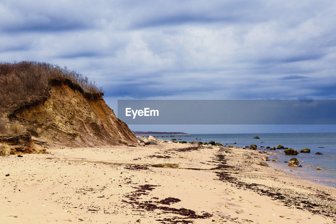 Scenic view of beach against sky