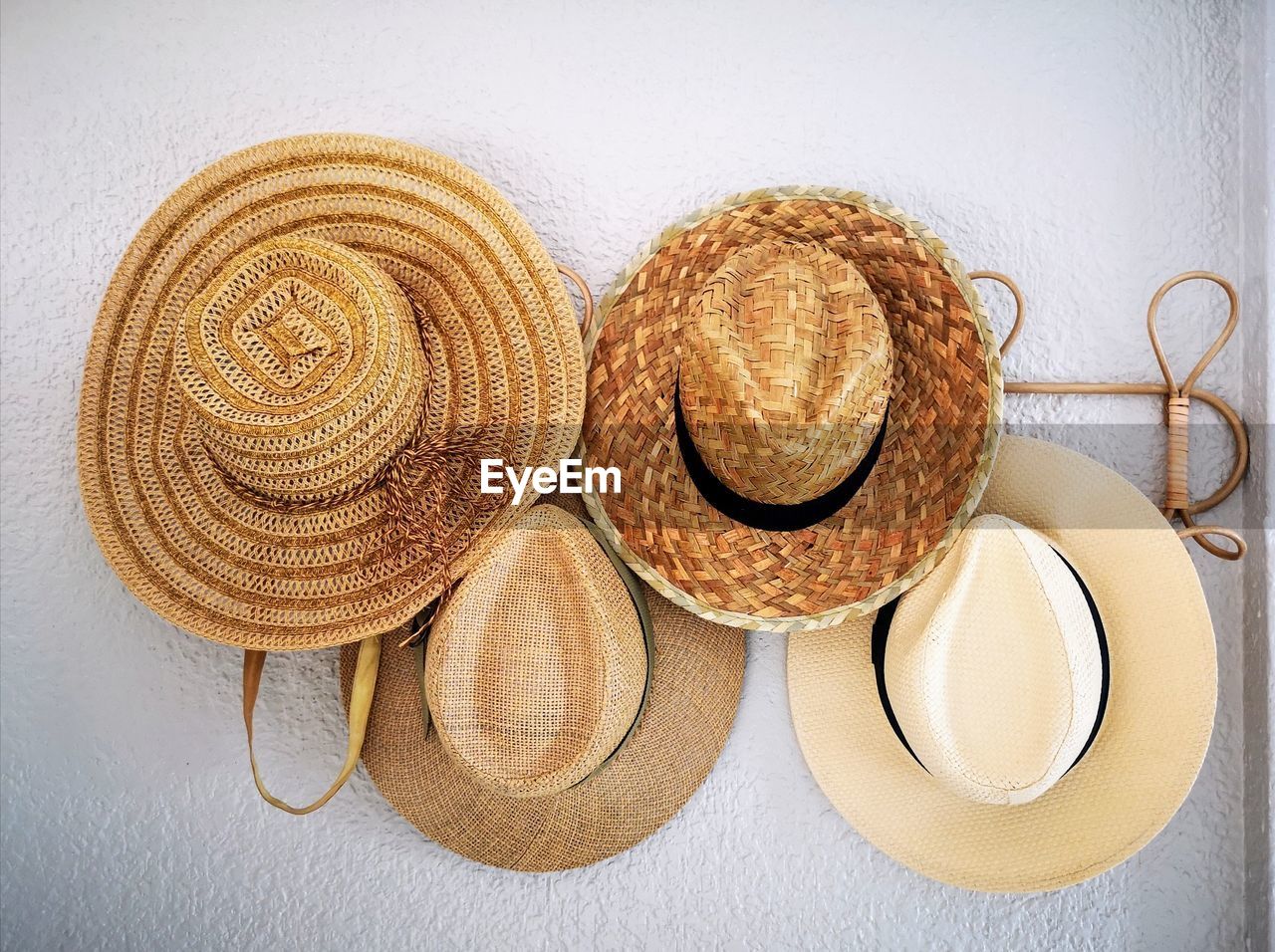 High angle view of hat on table