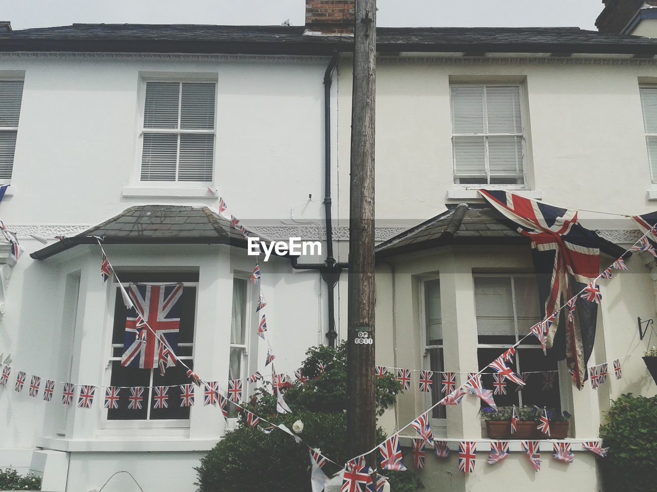 British flags outside building