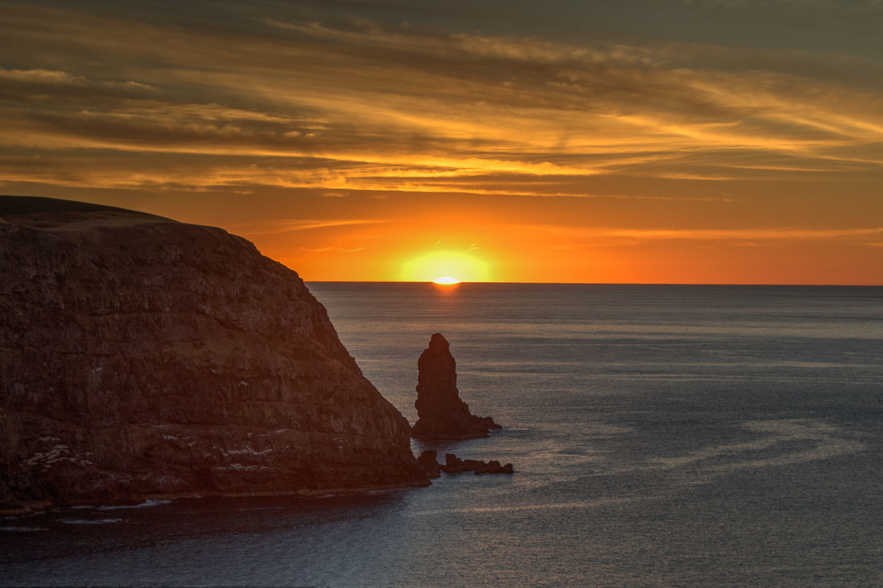 Scenic view of sea at sunset