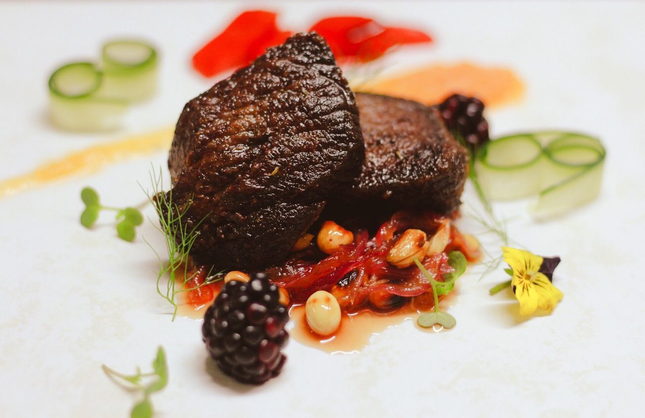 Close-up of fresh food served in plate