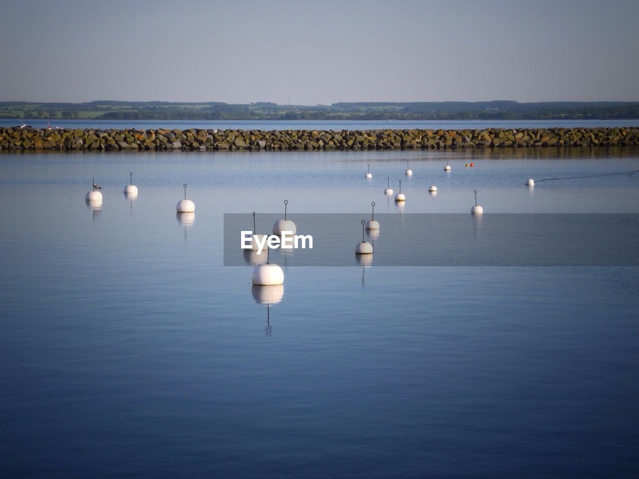 View of buoys floating on water