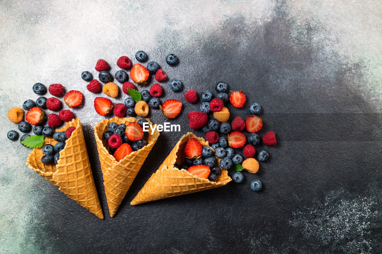 High angle view of food on table