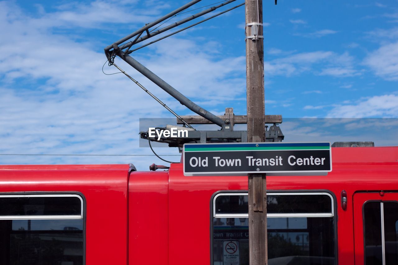 CLOSE-UP OF RED TELEPHONE BOOTH AGAINST SKY