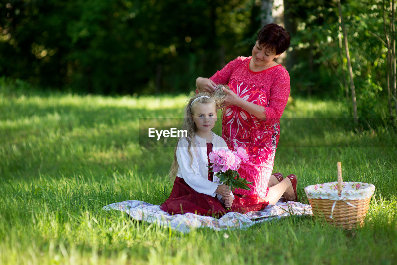 Mother and daughter at park