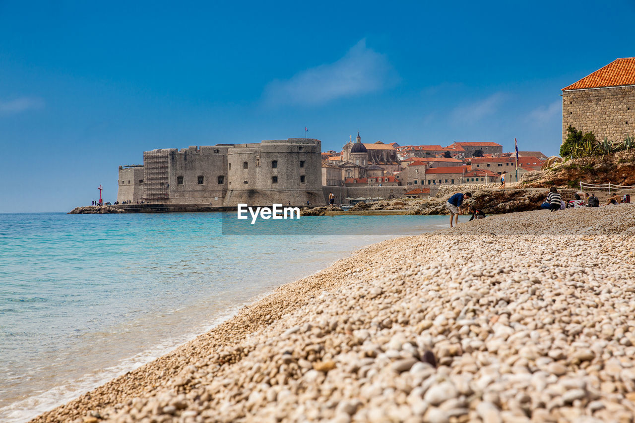 The beautiful banje beach and dubrovnik city