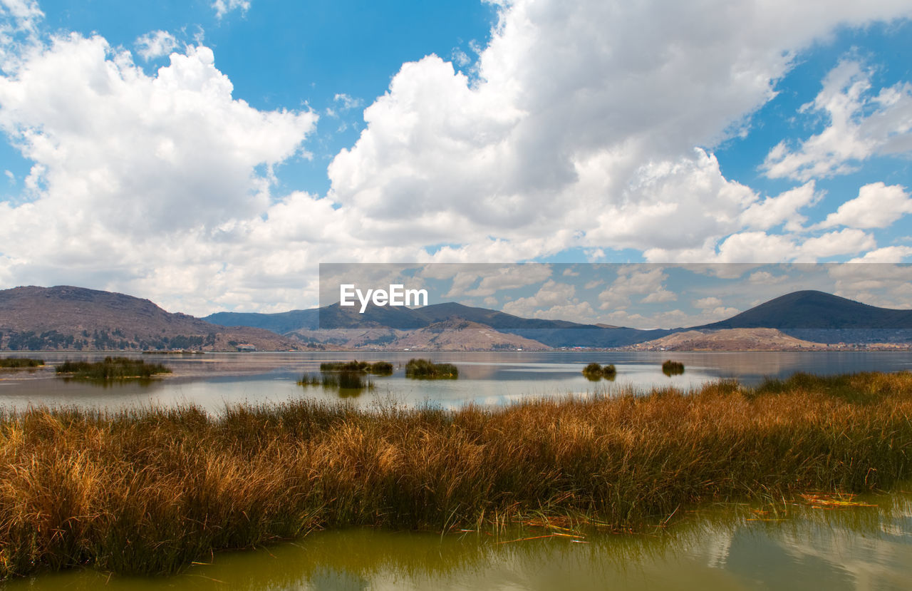 Scenic view of lake against sky