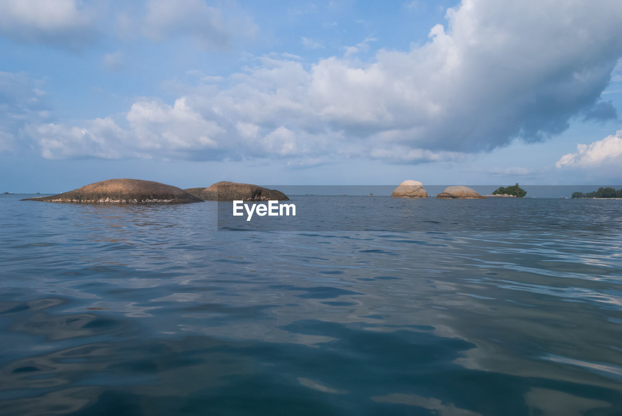 Scenic view of sea against cloudy sky