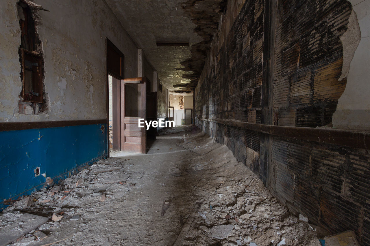 Empty corridor in abandoned building