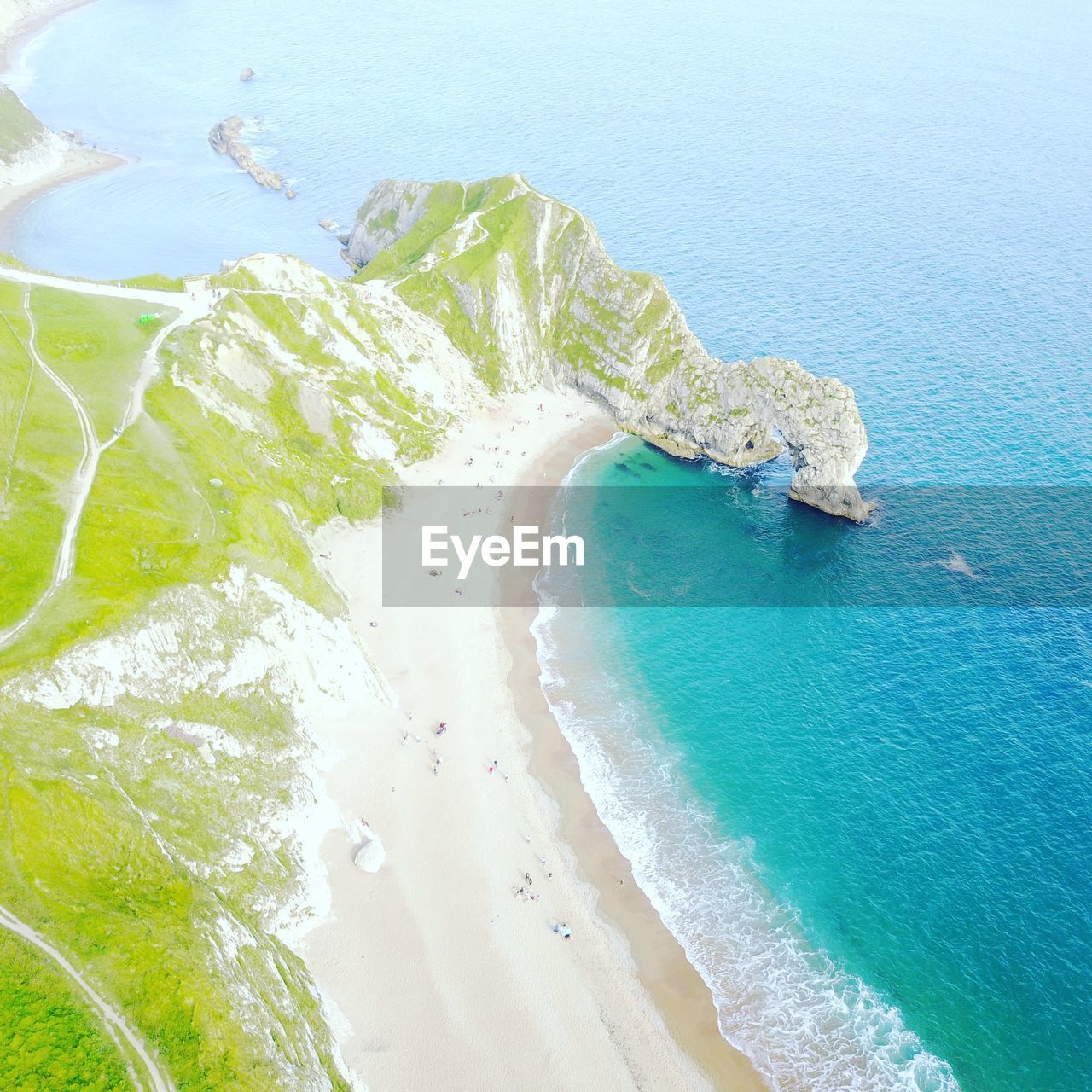 High angle view of beach against sky