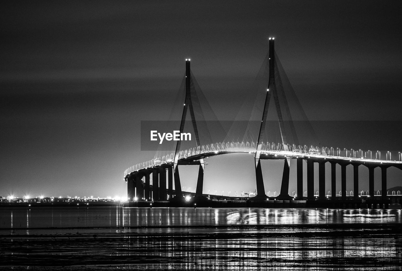 BRIDGE OVER RIVER AT NIGHT