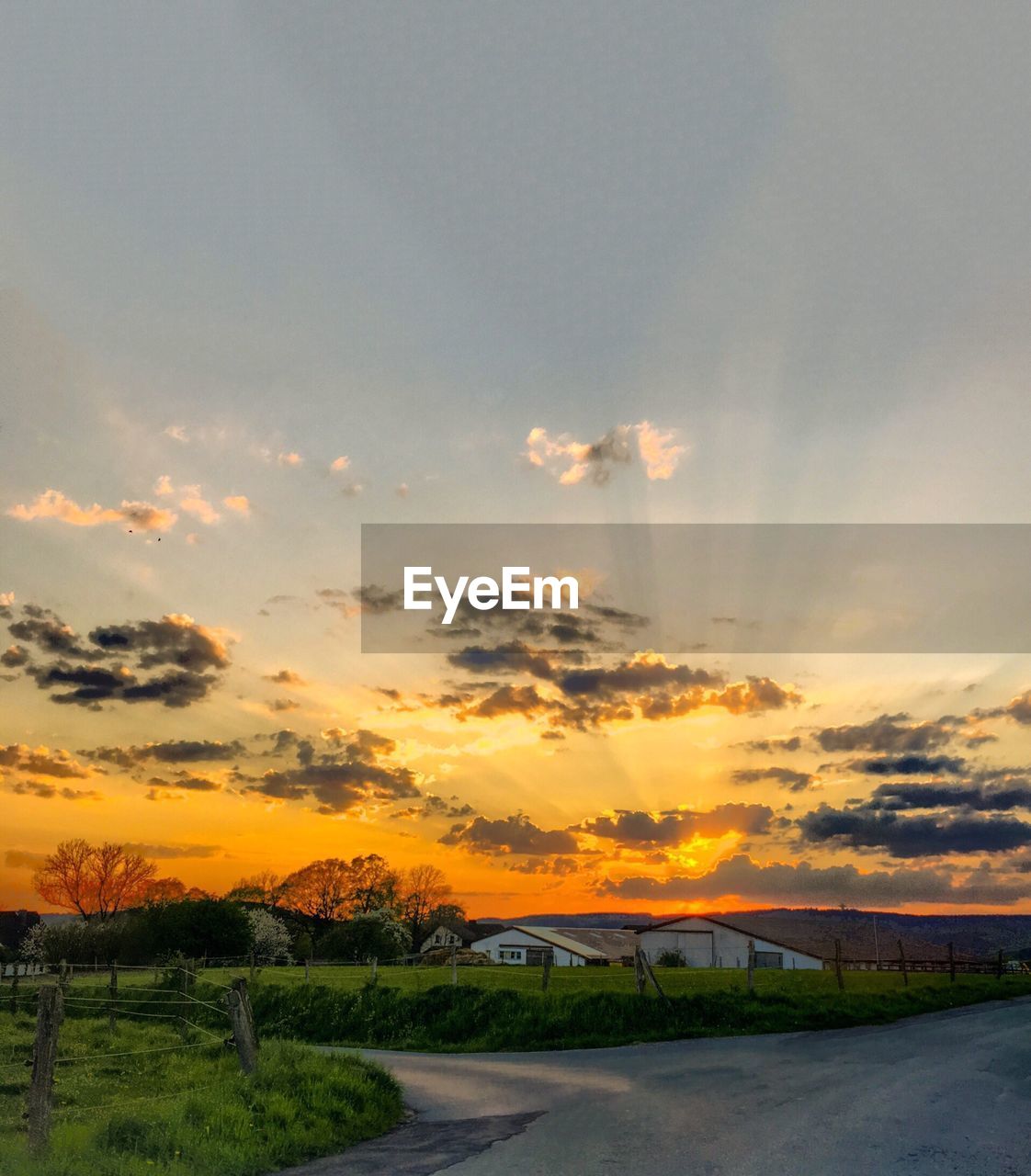 Country road at sunset