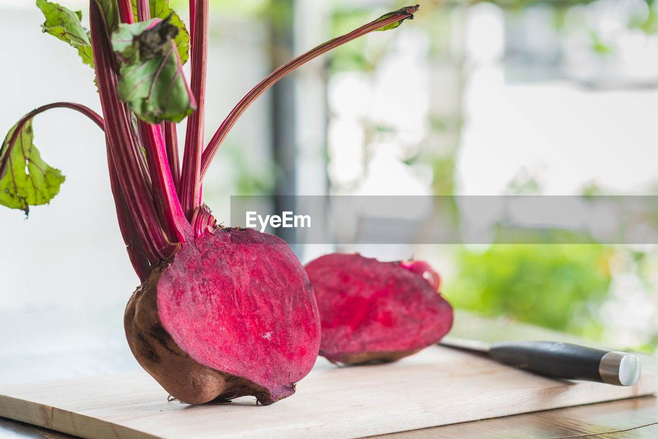 Close-up of beetroot on table