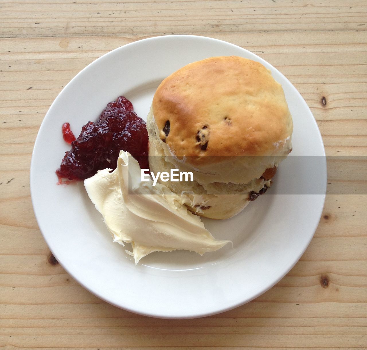 High angle view of scone in plate on table