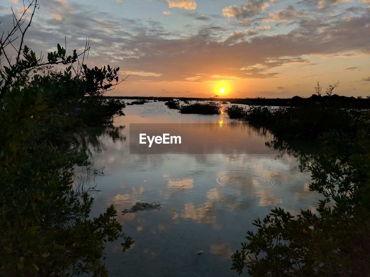 SCENIC VIEW OF LAKE DURING SUNSET