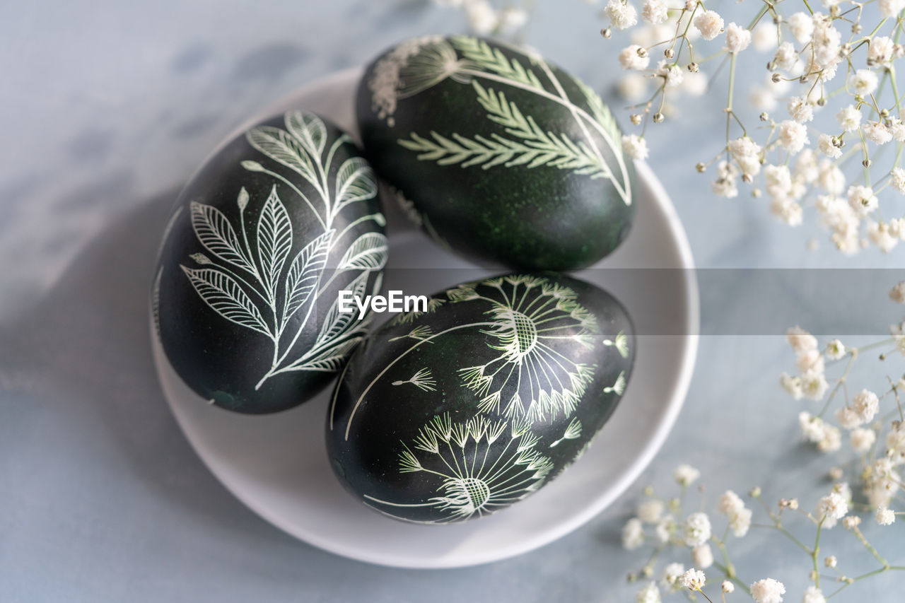 high angle view of food in bowl on table