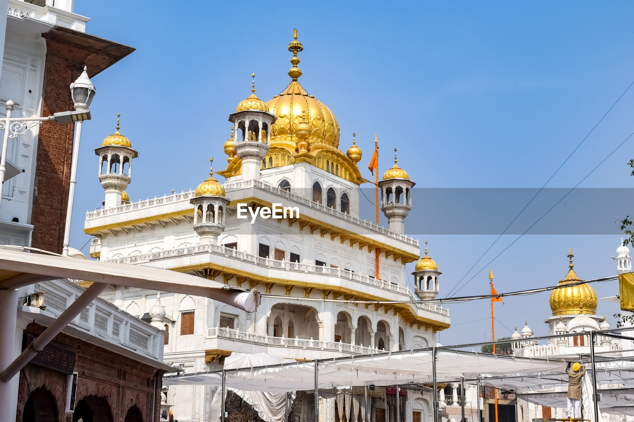 View of details of architecture inside golden temple - harmandir sahib in amritsar, punjab, india