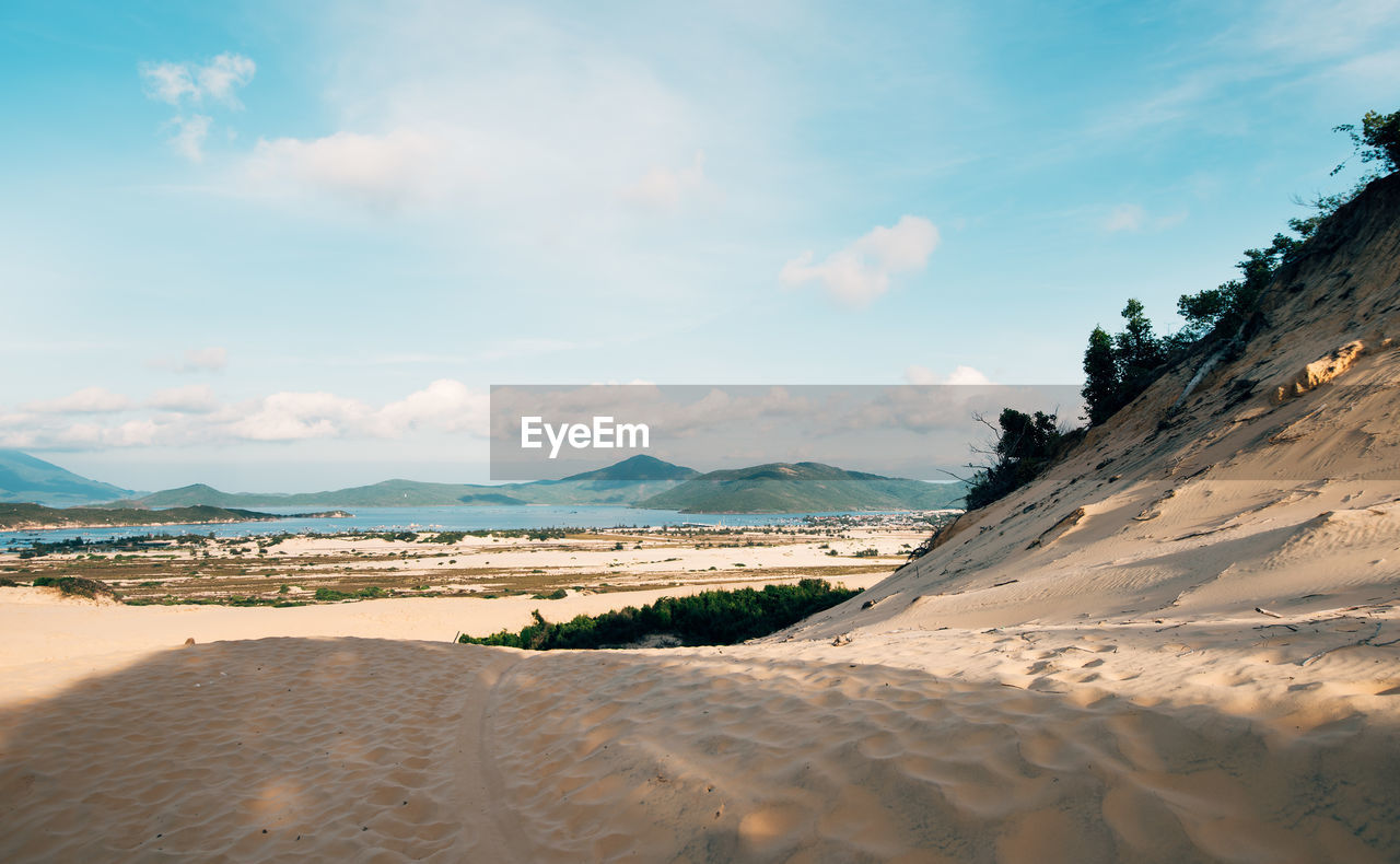 Scenic view of beach against sky