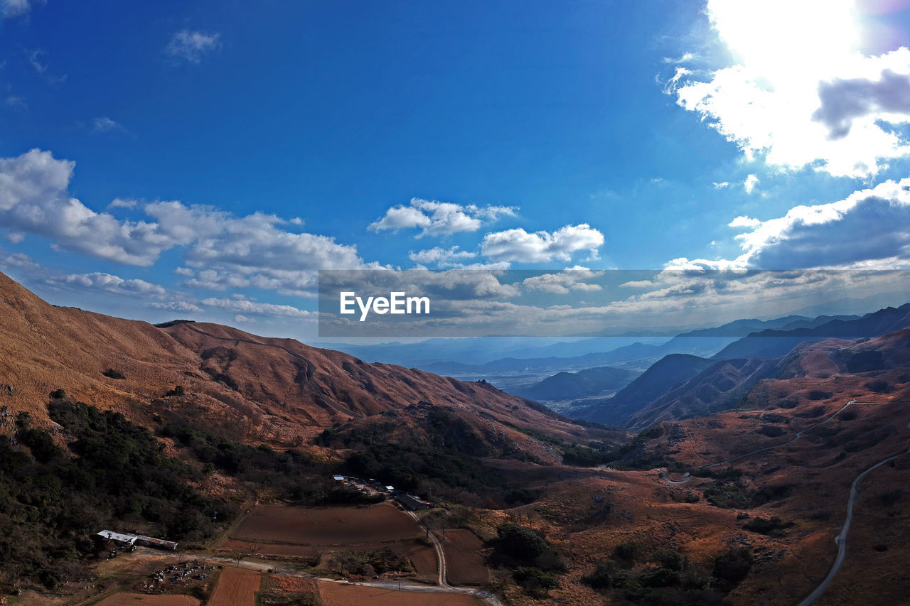 SCENIC VIEW OF LANDSCAPE AND MOUNTAINS AGAINST SKY