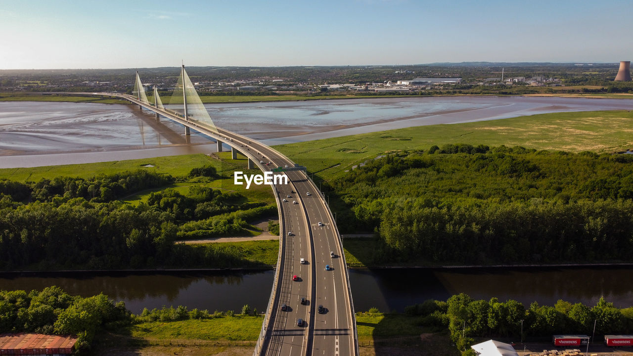 The mersey gateway bridge , drone photo may 2022