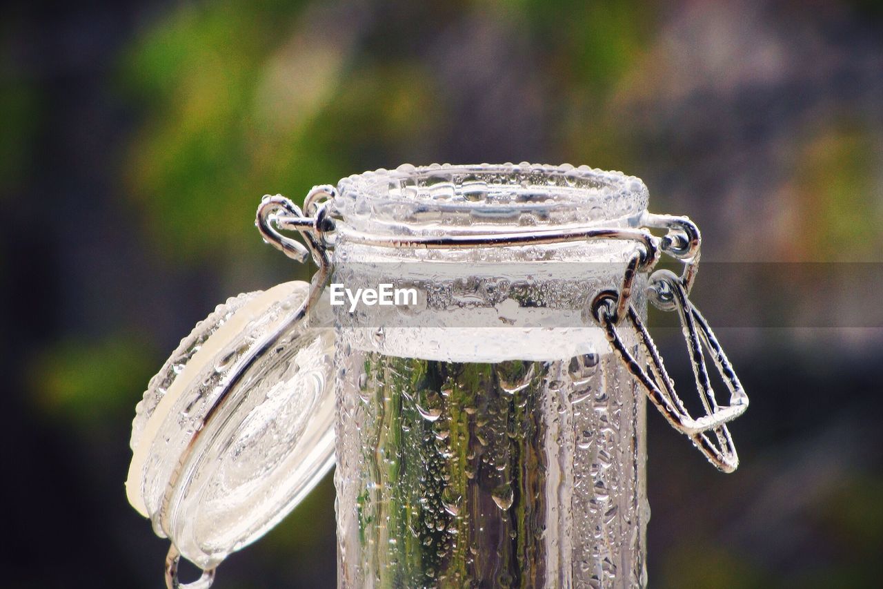 Close-up of water in jar