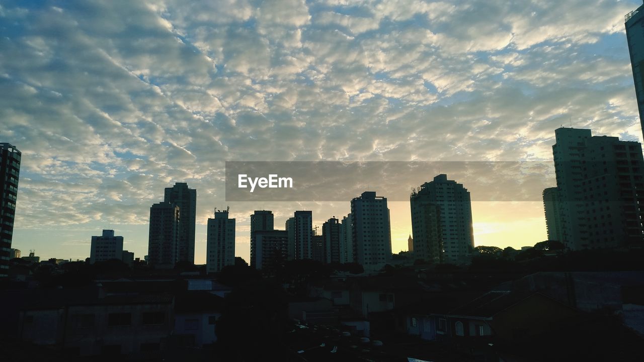 MODERN BUILDINGS AGAINST SKY DURING SUNSET