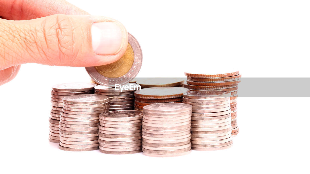 CLOSE-UP OF A STACK OF HAND