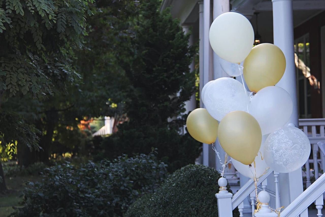 Balloons on railing