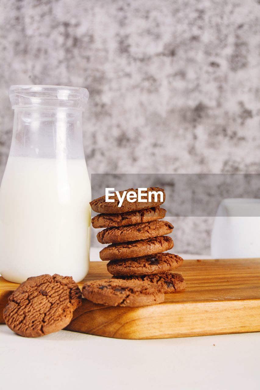 close-up of cookies on wooden table