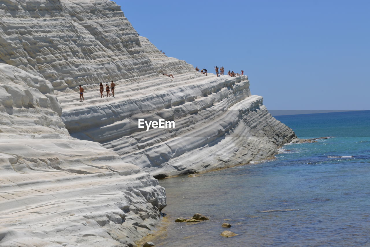 Low angle view of people at beach