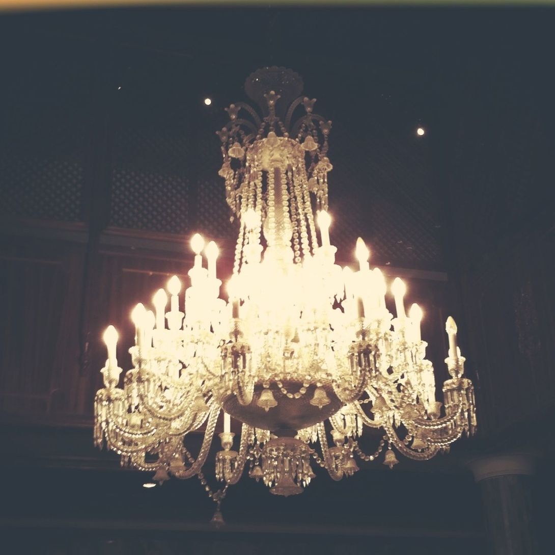 Illuminated glass chandelier