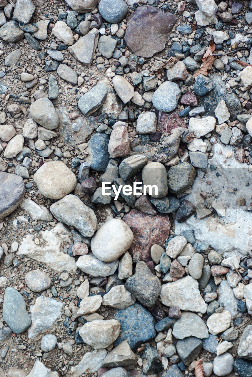 High angle view of grunge stones ground texture