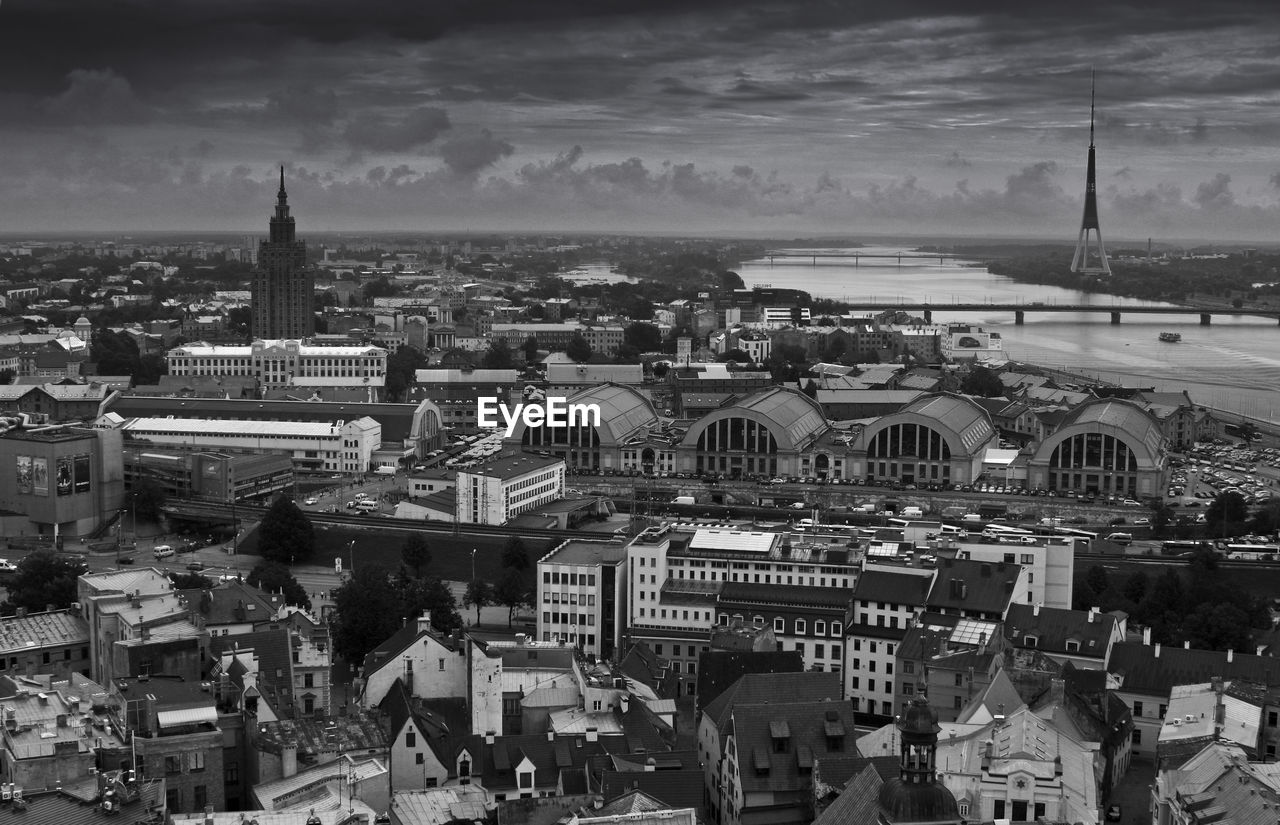 Aerial view of riga cityscape