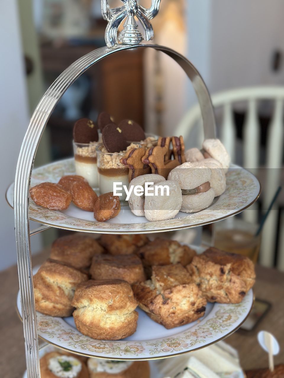 close-up of cookies in plate on table