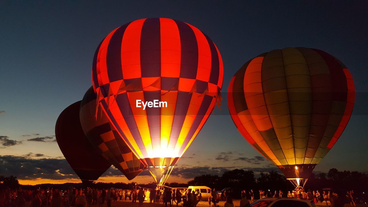 low angle view of hot air balloons against sky